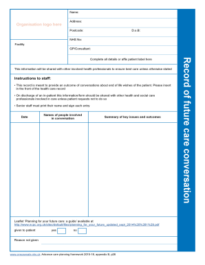 End of Life Care Plan