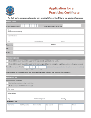Application for a Practicing Certificate