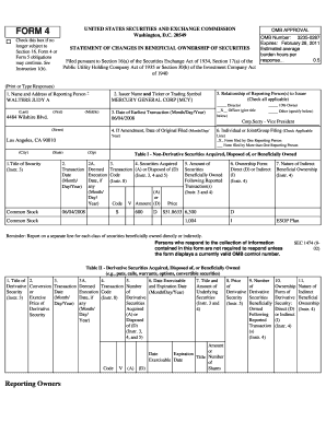 SEC Form 4 Statement of Changes in Beneficial Ownership