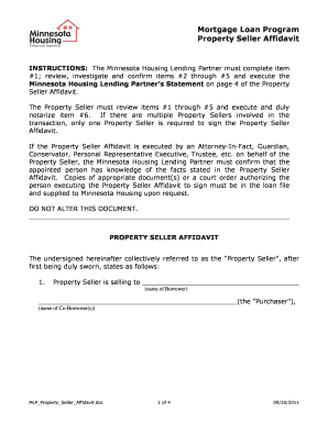 Minnesota Property Seller Affidavit