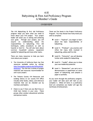4-H Babysitting & First Aid Proficiency Program Guide