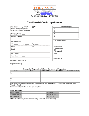 Confidential Credit Application