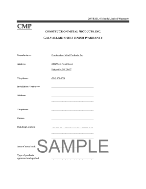 Galvalume Sheet Finish Warranty