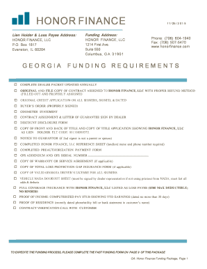 Georgia Honor Finance Funding Package