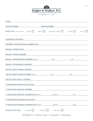Real Estate Transaction Information Form
