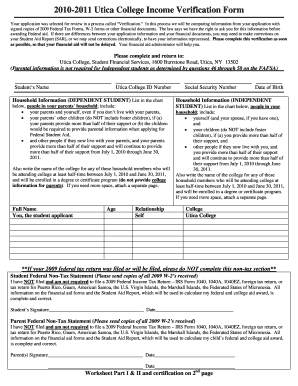 Utica College Income Verification Form
