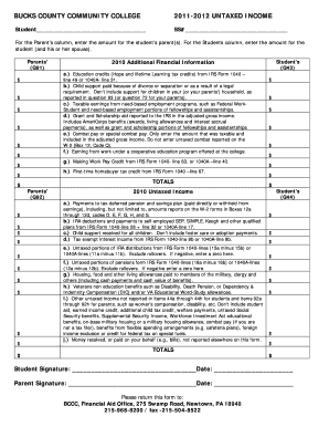 2011-2012 Untaxed Income Form