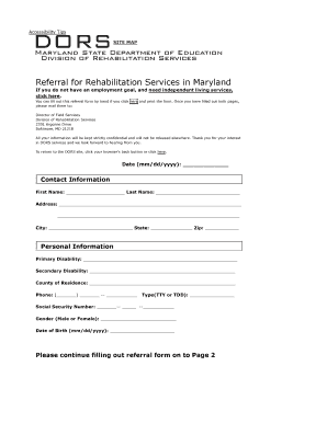 Referral for Rehabilitation Services in Maryland