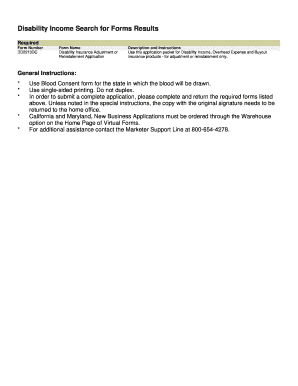 Disability Insurance Adjustment or Reinstatement Application