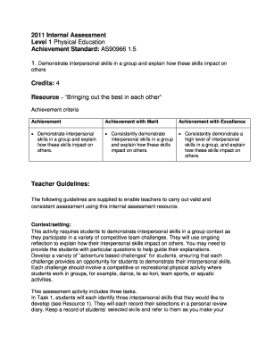 New Zealand Physical Education Assessment Form