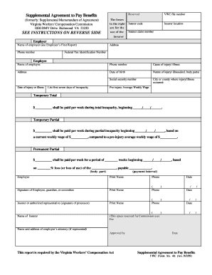 Supplemental Agreement to Pay Benefits