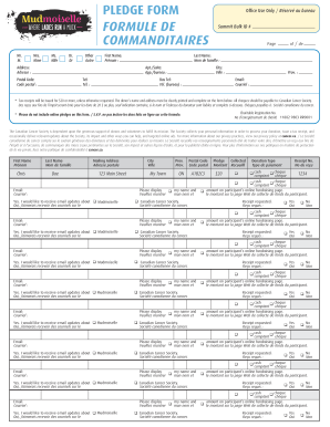 Canadian Cancer Society Pledge Form