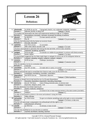 Lesson 26 Vocabulary Worksheet