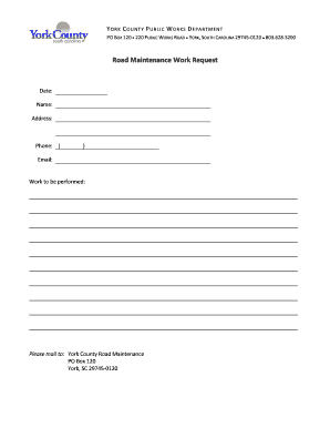 York County Road Maintenance Work Request