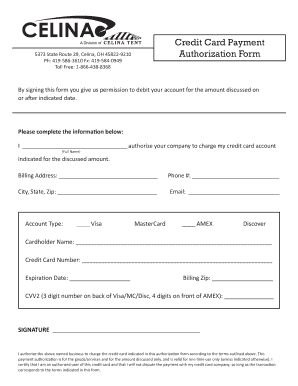 Credit Card Payment Authorization Form