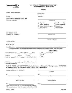 Contract for Electric Service - Interruptible Provision