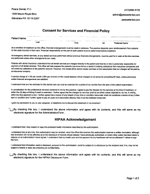 Dental Consent and Financial Policy