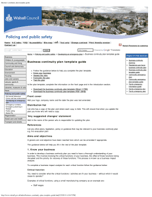 BBusinessb continuity bplanb template guide
