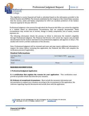 Professional Judgment Request 2014-15