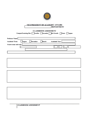 Classroom Assessment Form