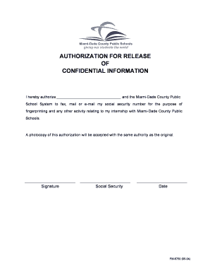 Authorization for Release of Confidential Information