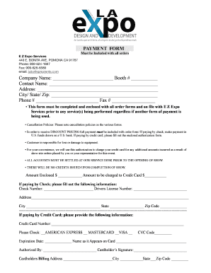 Payment Form for E Z Expo Services