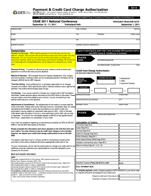 Payment & Credit Card Charge Authorization