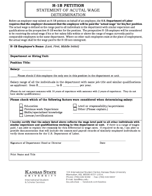 H-1B Petition Statement of Actual Wage Determination