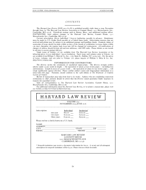 Harvard Law Review Subscription Form