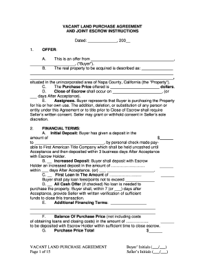Vacant Land Purchase Agreement
