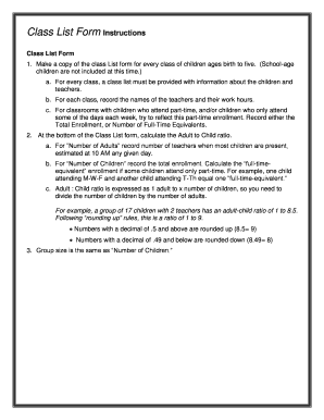 Class List Form
