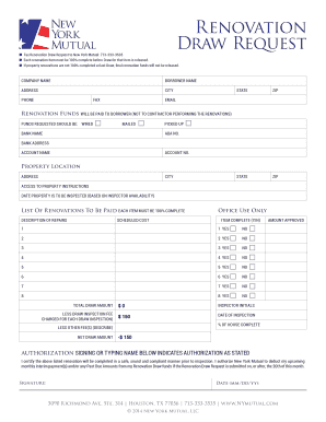 Renovation Draw Request Form