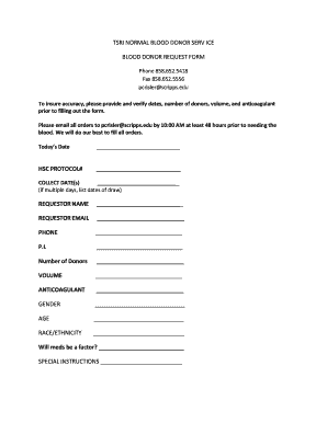 Blood Donor Request Form