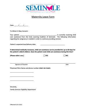 maternity leave form department of education