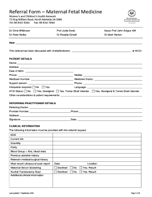 Maternal Fetal Medicine Referral Form