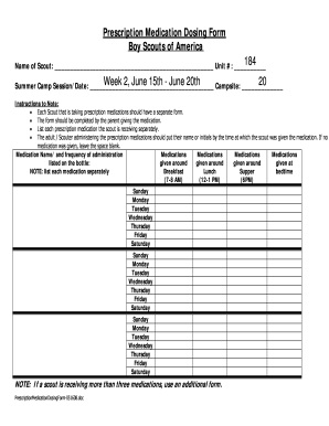 Prescription Medication Dosing Form