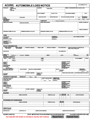 ACORD Automobile Loss Notice