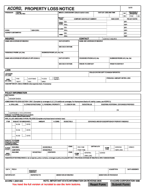 Property Loss Notice Form