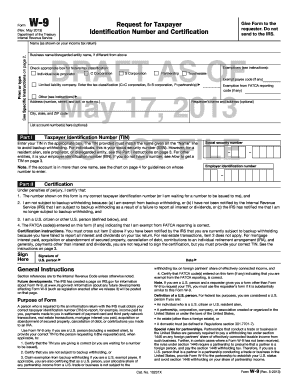 IRS Form W-9 Draft