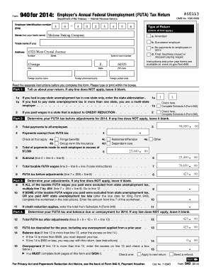 Form 940 2014 Employer's Annual Federal Unemployment Tax Return