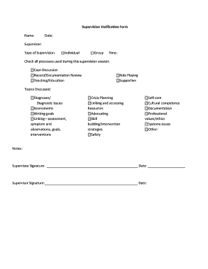 Supervision Verification Form