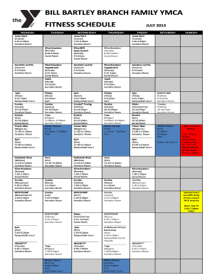 BILL BARTLEY BRANCH FAMILY YMCA FITNESS SCHEDULE MONDAY TUESDAY Jump Start (Crystal) 5:456:30am Aerobics Room WEDNESDAY THURSDAY Jump Start (Crystal) 5:456:30am Aerobics Room FRIDAY SATURDAY SUNDAY Jump Start (Crystal) 5:456:30am Aerobics -
