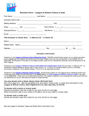 Donation Form – League of Women Voters in Utah