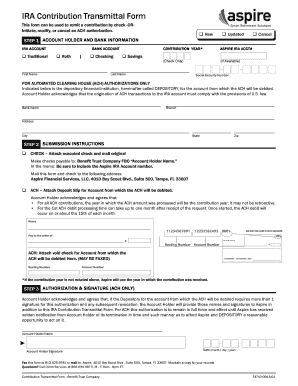 IRA Contribution Transmittal Form