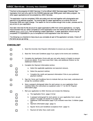 USGC Services Diversity Visa Application Checklist