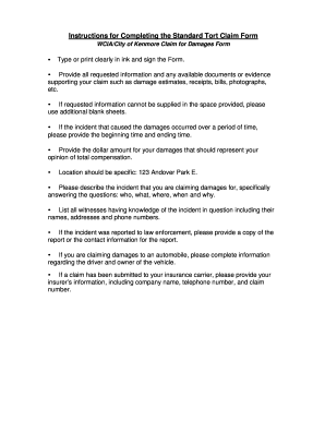 Standard Tort Claim Form