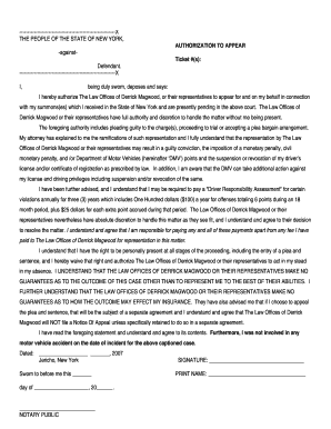 Nassau County Traffic Violation Authorization Form
