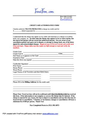 Credit Card Authorization Form