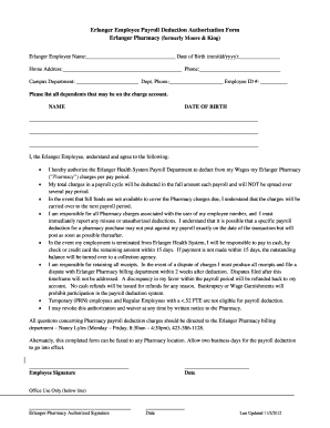 Payroll deduction authorization form pdf - Erlanger Employee Payroll Deduction Authorization Form - ehsod