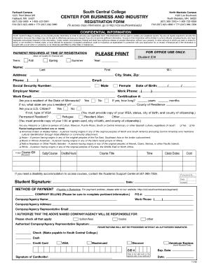 South Central College Registration Form